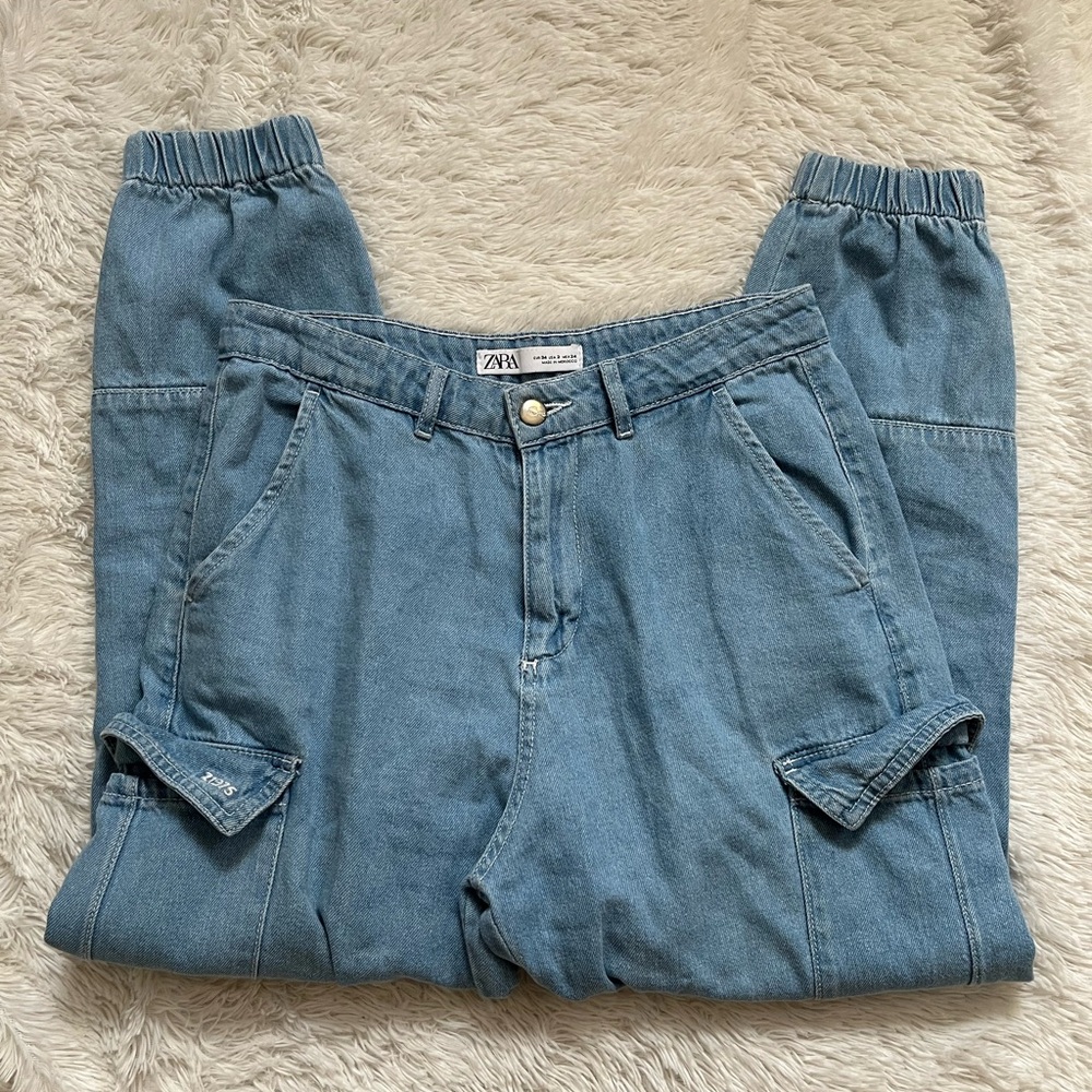 Zara denim cargo jogger